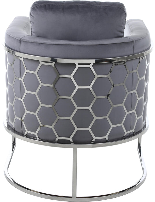 Casa Grey Velvet Chair - Bargain Furniture (Detroit, MI)