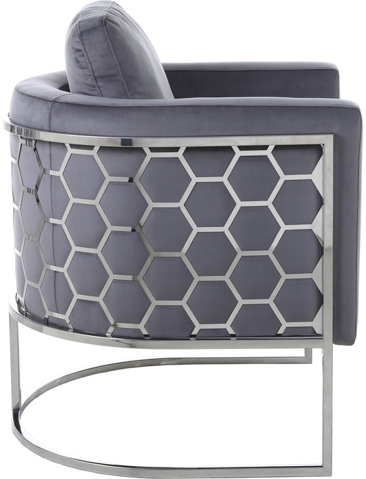 Casa Grey Velvet Chair - Bargain Furniture (Detroit, MI)