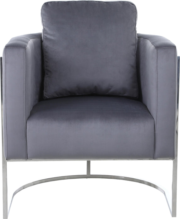 Casa Grey Velvet Chair - Bargain Furniture (Detroit, MI)