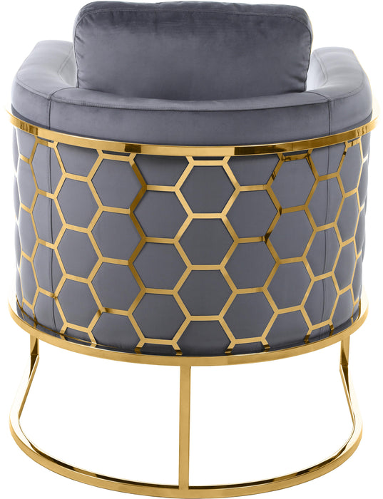 Casa Grey Velvet Chair - Bargain Furniture (Detroit, MI)