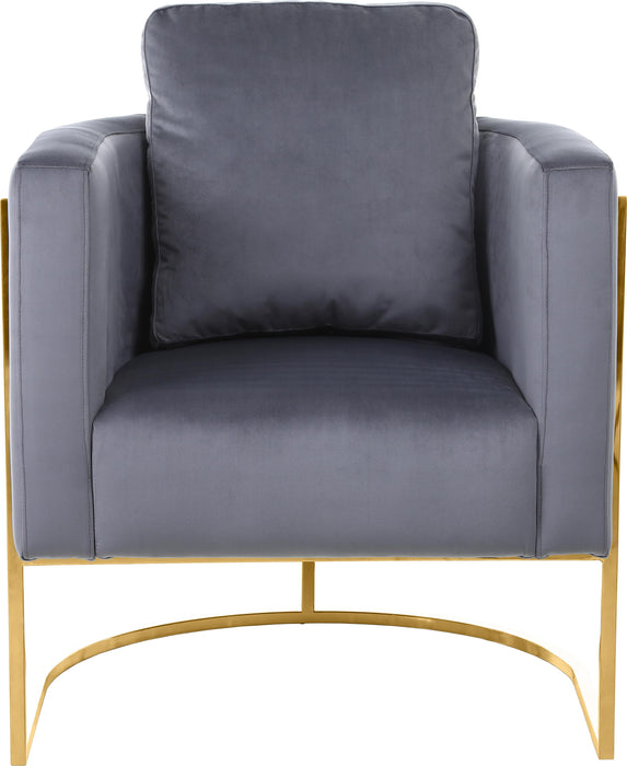Casa Grey Velvet Chair - Bargain Furniture (Detroit, MI)