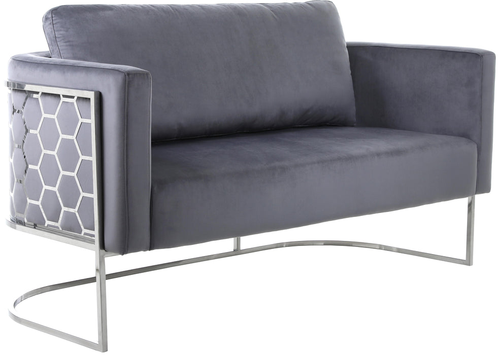 Casa Grey Velvet Loveseat - Bargain Furniture (Detroit, MI)