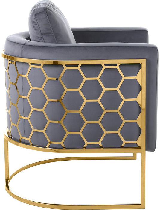 Casa Grey Velvet Chair - Bargain Furniture (Detroit, MI)