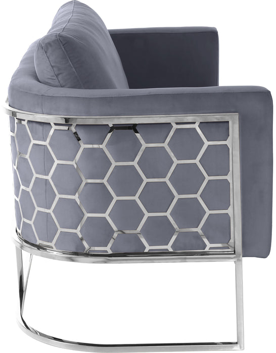 Casa Grey Velvet Sofa - Bargain Furniture (Detroit, MI)