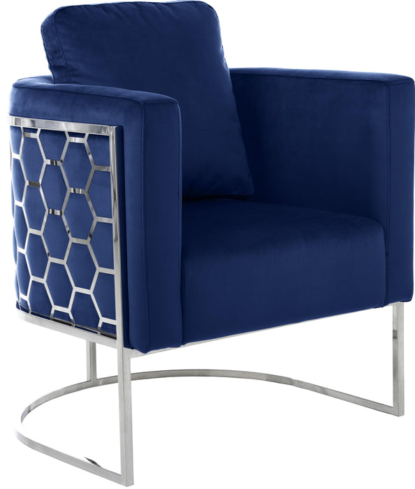 Casa Navy Velvet Chair - Bargain Furniture (Detroit, MI)