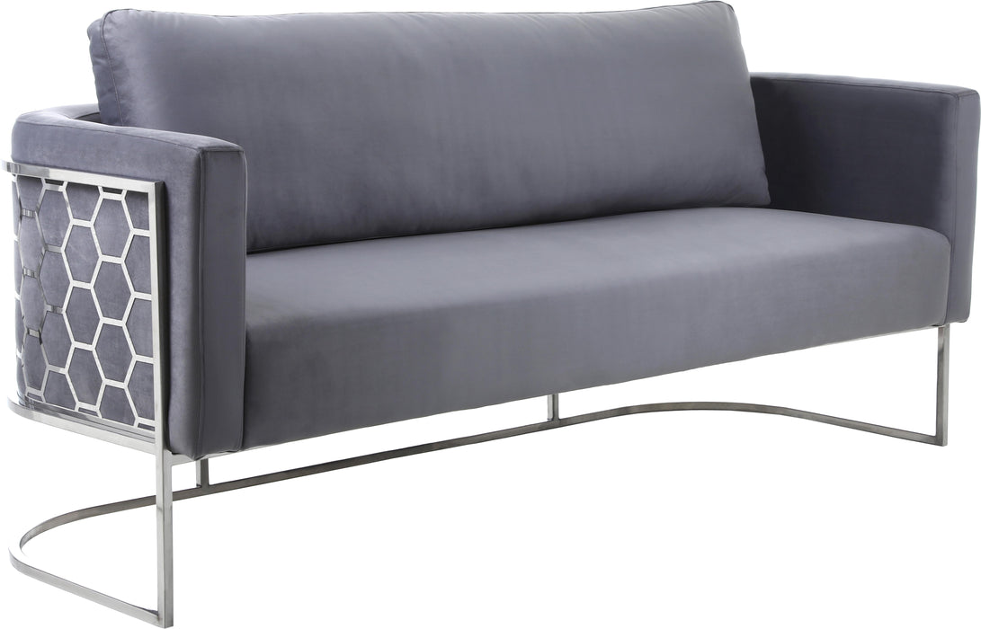 Casa Grey Velvet Sofa - Bargain Furniture (Detroit, MI)