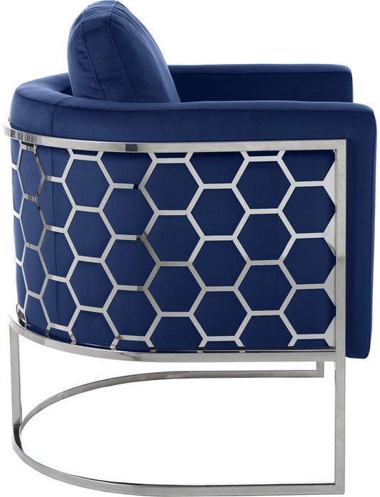 Casa Navy Velvet Chair - Bargain Furniture (Detroit, MI)