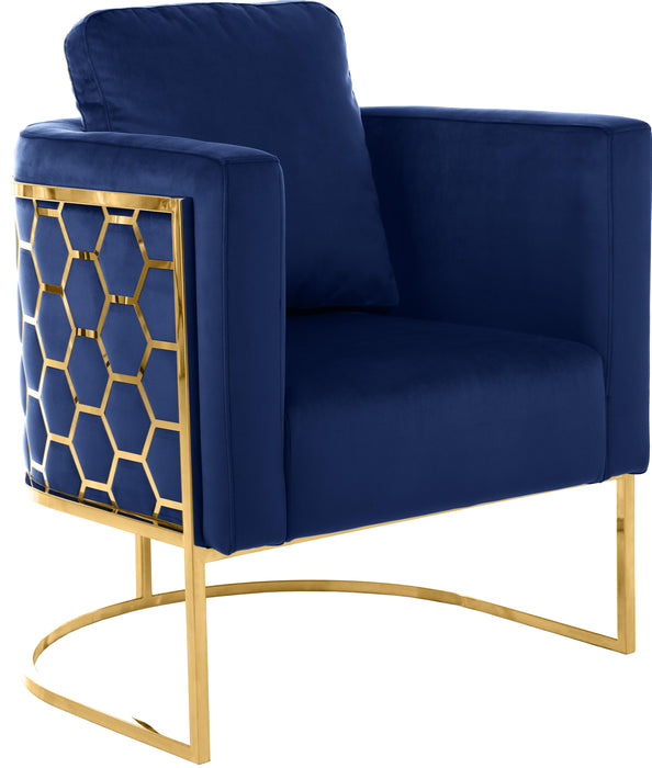 Casa Navy Velvet Chair - Bargain Furniture (Detroit, MI)
