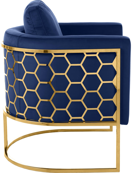 Casa Navy Velvet Chair - Bargain Furniture (Detroit, MI)