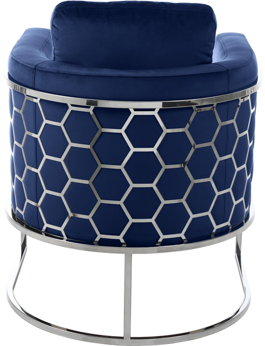 Casa Navy Velvet Chair - Bargain Furniture (Detroit, MI)