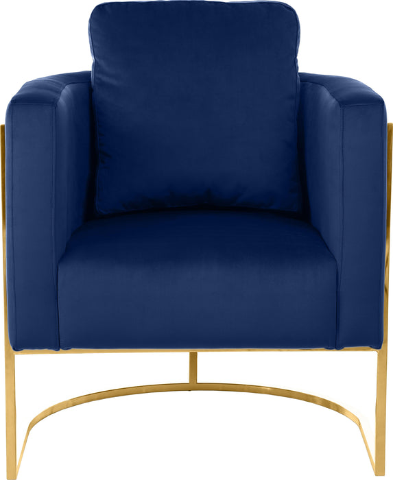 Casa Navy Velvet Chair - Bargain Furniture (Detroit, MI)