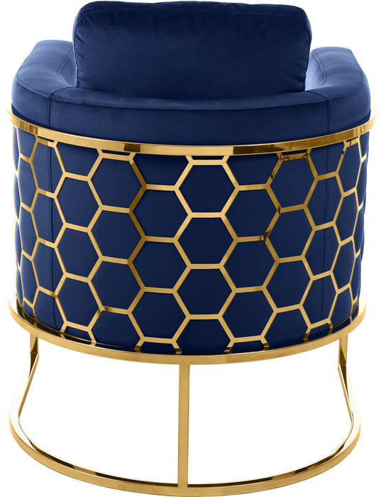 Casa Navy Velvet Chair - Bargain Furniture (Detroit, MI)