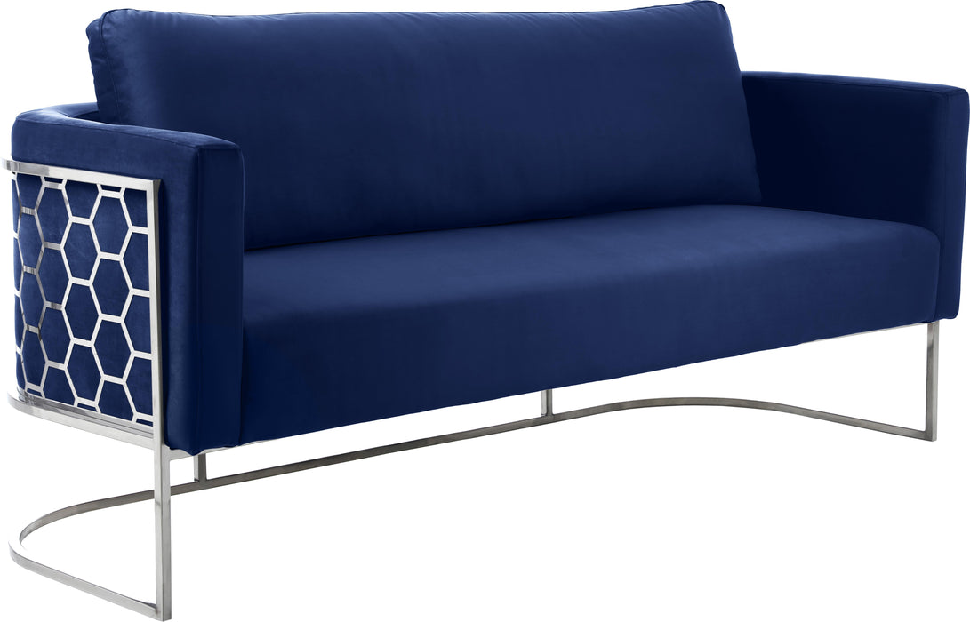 Casa Navy Velvet Sofa - Bargain Furniture (Detroit, MI)