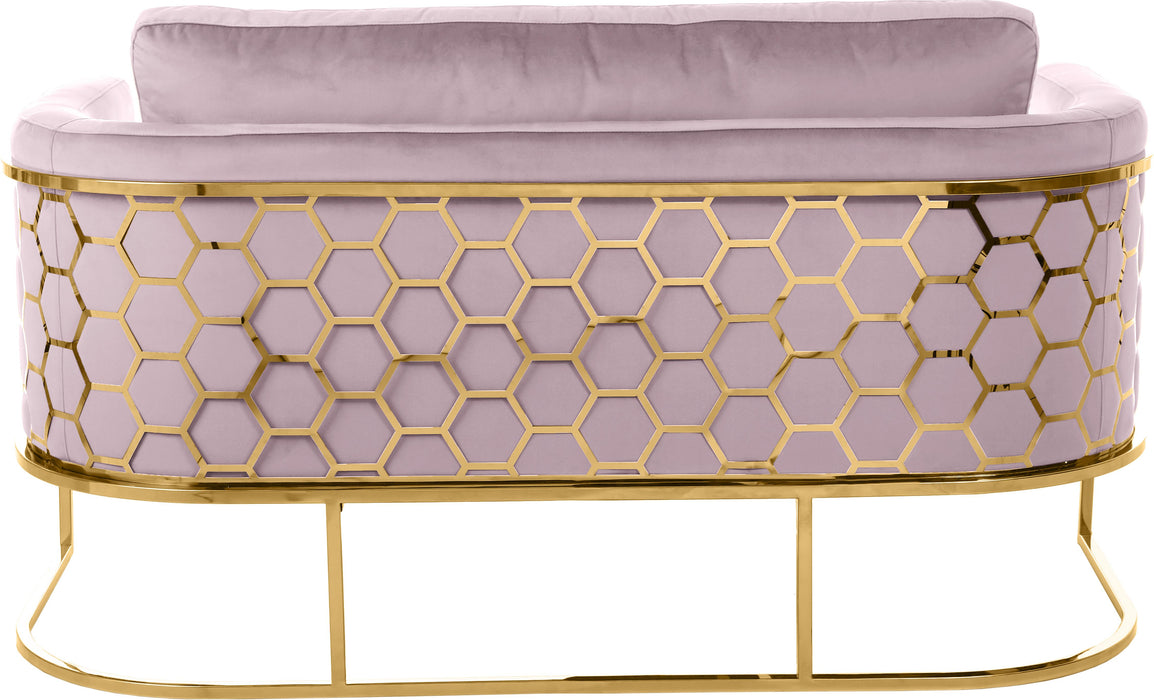 Casa Pink Velvet Loveseat - Bargain Furniture (Detroit, MI)