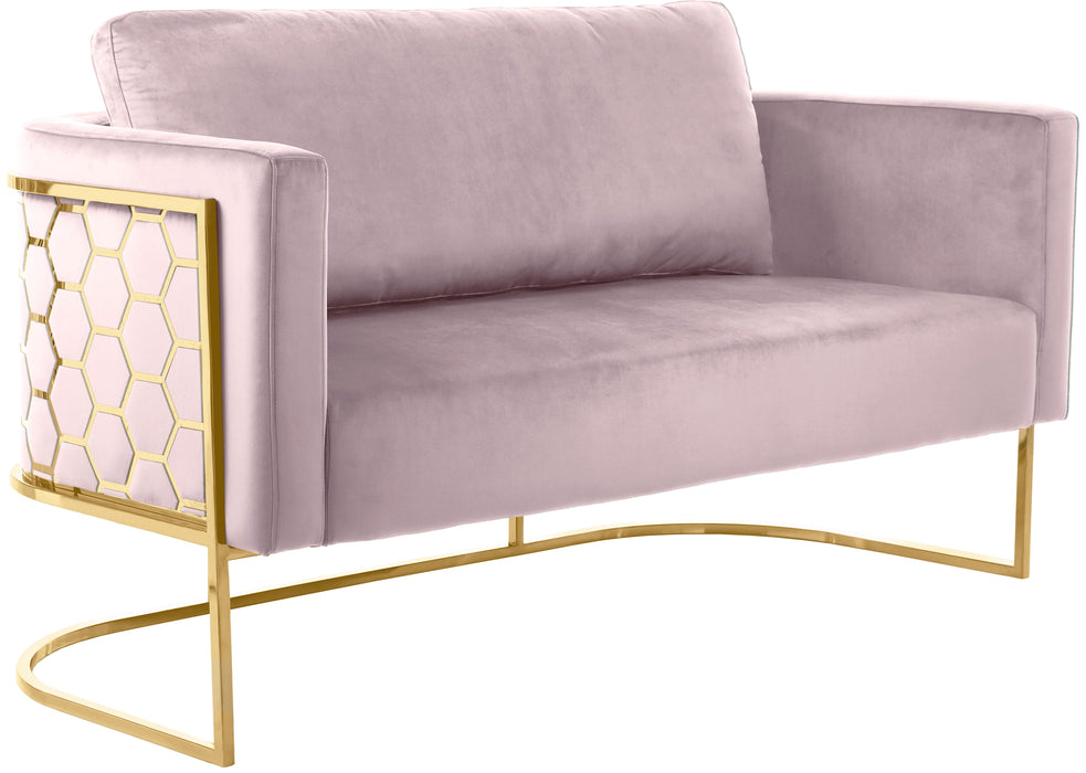 Casa Pink Velvet Loveseat - Bargain Furniture (Detroit, MI)