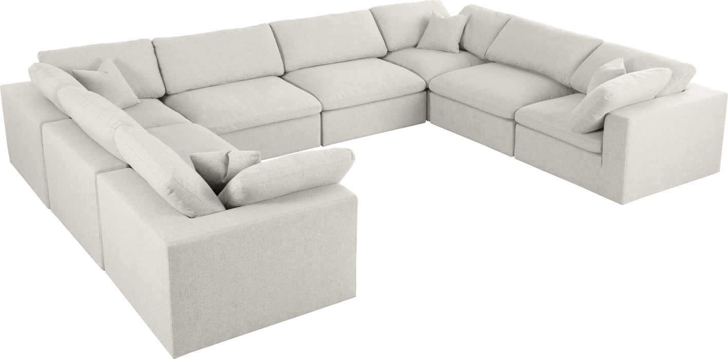 Serene Cream Linen Fabric Deluxe Cloud Modular Sectional - Bargain Furniture (Detroit, MI)