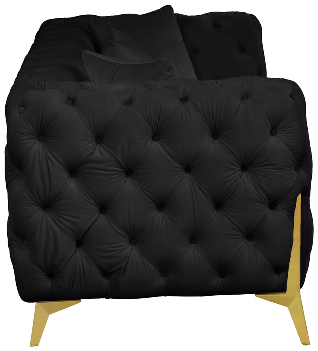 Kingdom Black Velvet Sofa - Bargain Furniture (Detroit, MI)