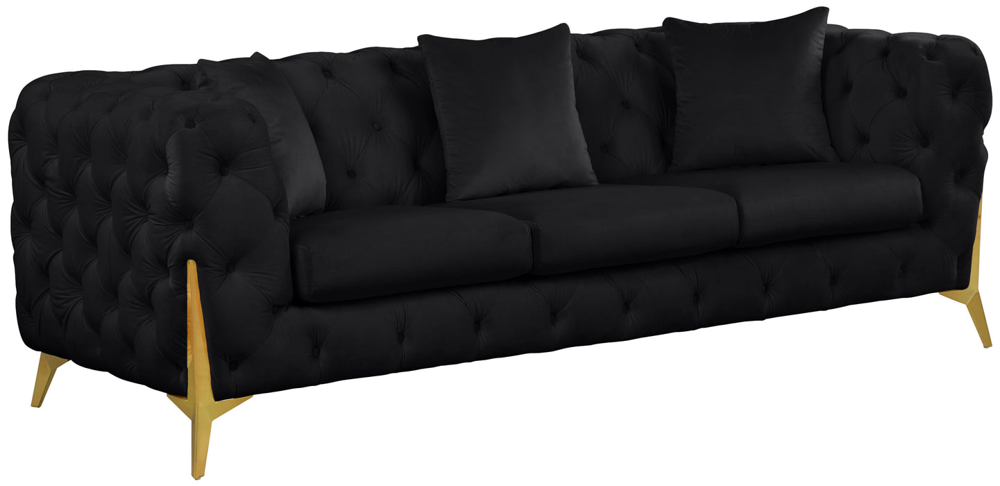 Kingdom Black Velvet Sofa - Bargain Furniture (Detroit, MI)
