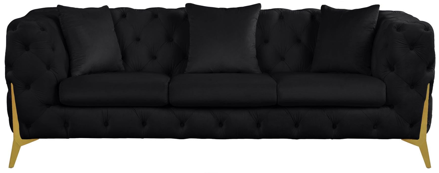 Kingdom Black Velvet Sofa - Bargain Furniture (Detroit, MI)