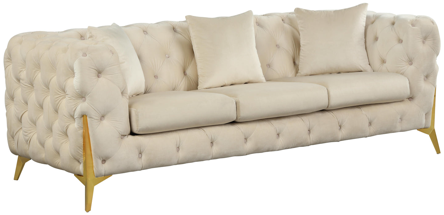Kingdom Cream Velvet Sofa - Bargain Furniture (Detroit, MI)