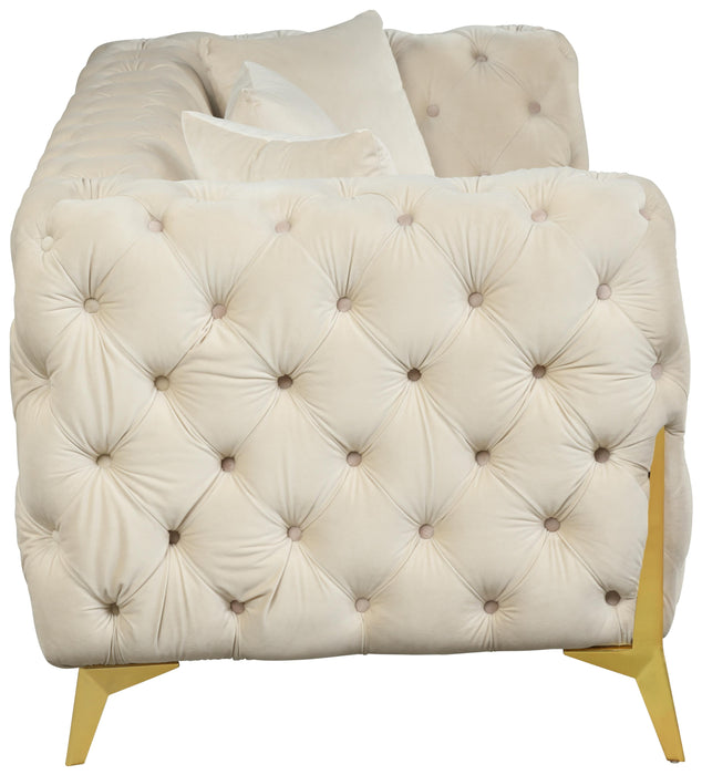 Kingdom Cream Velvet Sofa - Bargain Furniture (Detroit, MI)