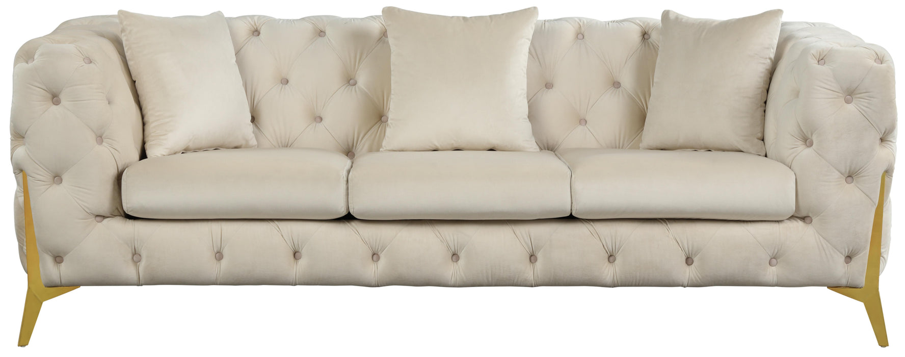 Kingdom Cream Velvet Sofa - Bargain Furniture (Detroit, MI)