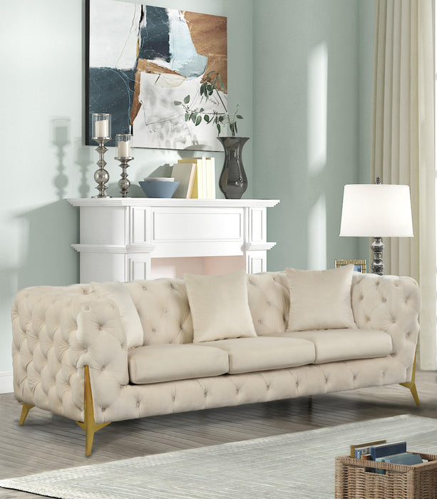 Kingdom Cream Velvet Sofa - Bargain Furniture (Detroit, MI)