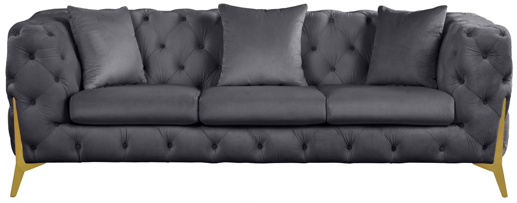 Kingdom Grey Velvet Sofa - Bargain Furniture (Detroit, MI)