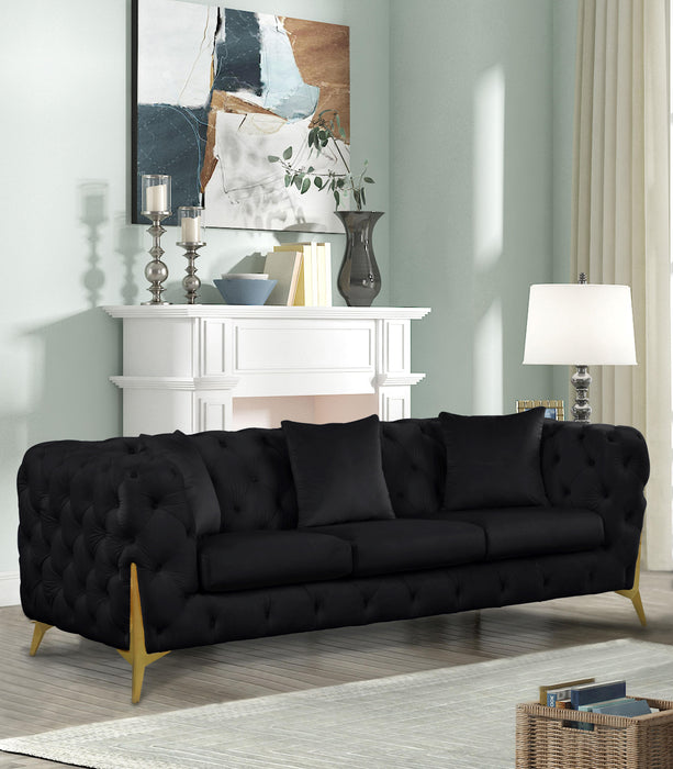 Kingdom Black Velvet Sofa - Bargain Furniture (Detroit, MI)