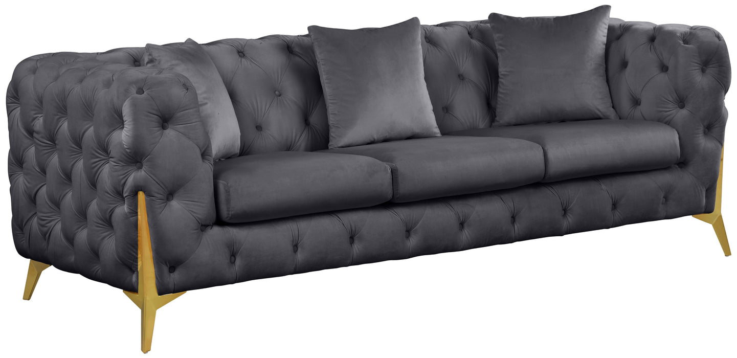 Kingdom Grey Velvet Sofa - Bargain Furniture (Detroit, MI)