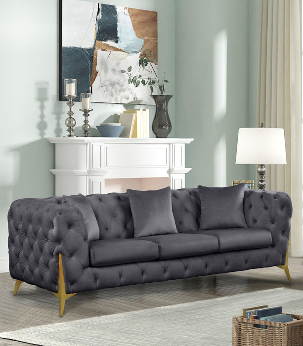 Kingdom Grey Velvet Sofa - Bargain Furniture (Detroit, MI)