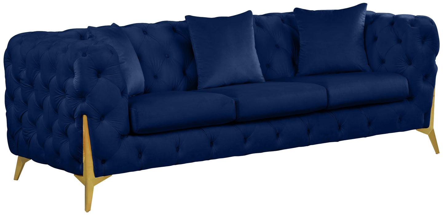 Kingdom Navy Velvet Sofa - Bargain Furniture (Detroit, MI)
