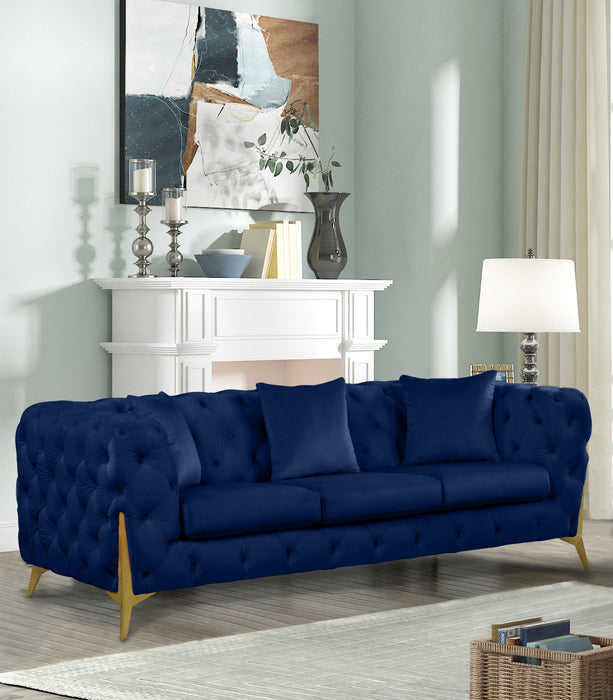 Kingdom Navy Velvet Sofa - Bargain Furniture (Detroit, MI)