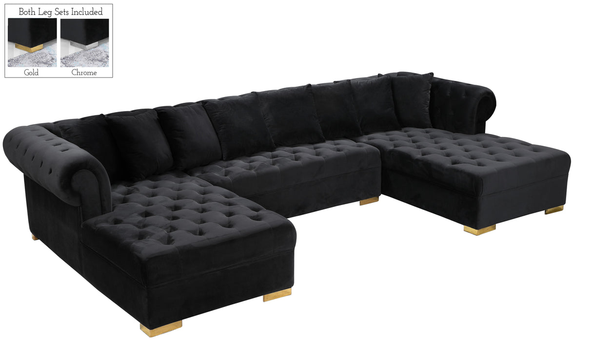 Presley Black Velvet 3pc. Sectional - Bargain Furniture (Detroit, MI)