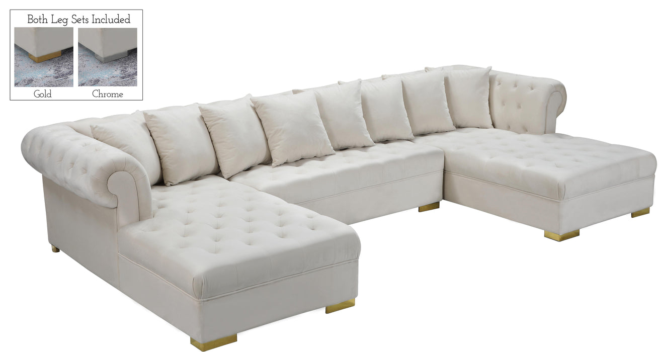 Presley Cream Velvet 3pc. Sectional - Bargain Furniture (Detroit, MI)