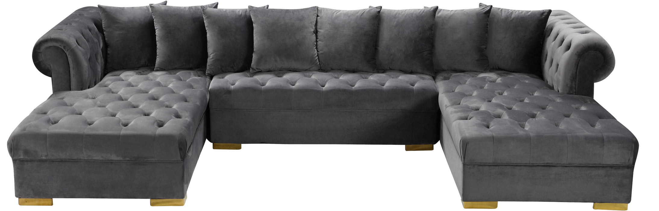 Presley Grey Velvet 3pc. Sectional - Bargain Furniture (Detroit, MI)