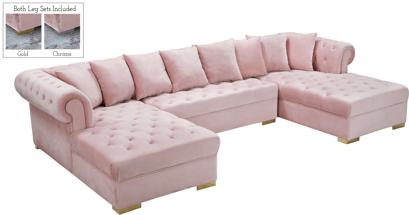Presley Pink Velvet 3pc. Sectional - Bargain Furniture (Detroit, MI)