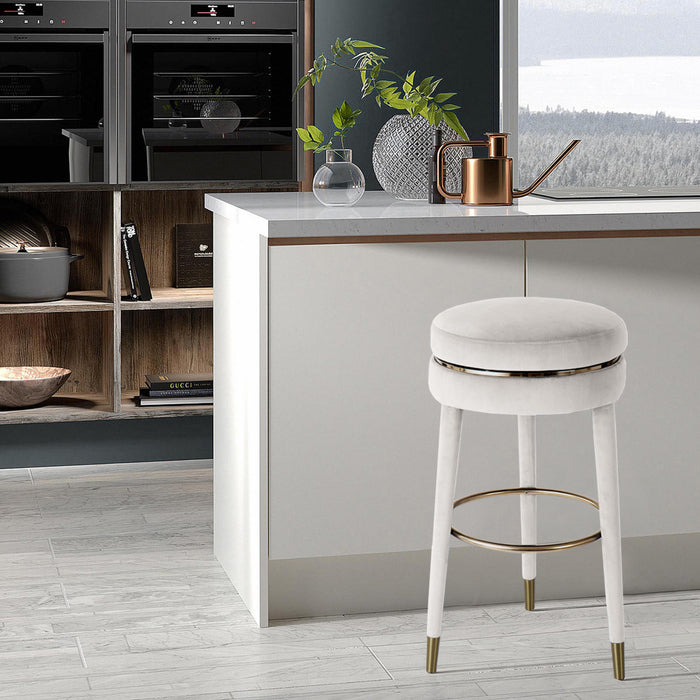 Coral Cream Velvet Counter Stool - Bargain Furniture (Detroit, MI)