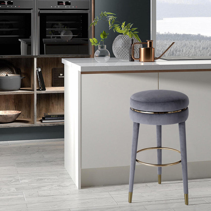 Coral Grey Velvet Counter Stool - Bargain Furniture (Detroit, MI)