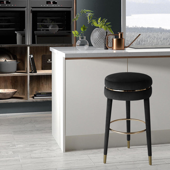 Coral Black Velvet Counter Stool - Bargain Furniture (Detroit, MI)