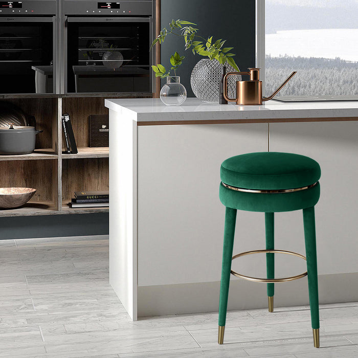 Coral Green Velvet Counter Stool - Bargain Furniture (Detroit, MI)
