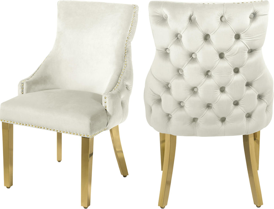 Tuft Cream Velvet Dining Chair - Bargain Furniture (Detroit, MI)