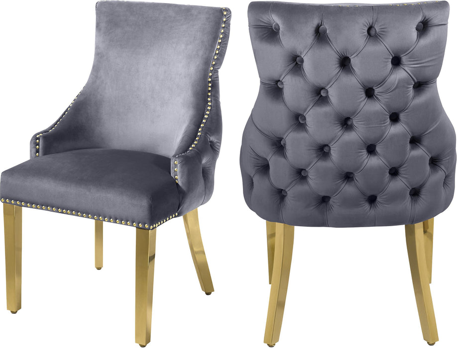 Tuft Grey Velvet Dining Chair - Bargain Furniture (Detroit, MI)