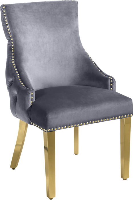 Tuft Grey Velvet Dining Chair - Bargain Furniture (Detroit, MI)