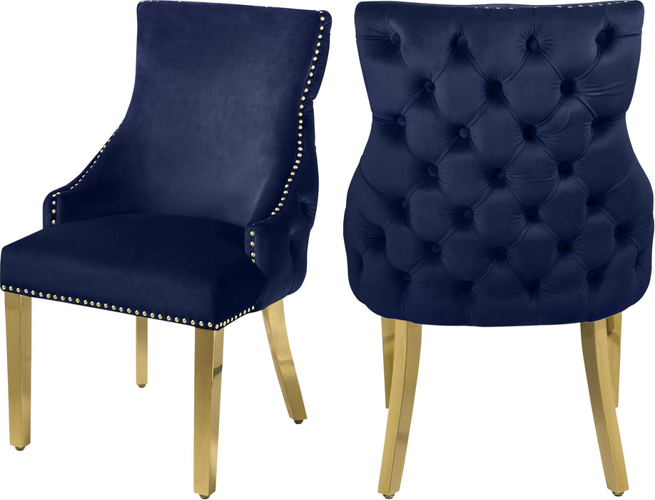 Tuft Navy Velvet Dining Chair - Bargain Furniture (Detroit, MI)