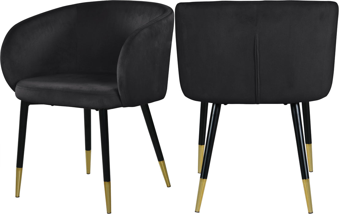 Louise Black Velvet Dining Chair - Bargain Furniture (Detroit, MI)