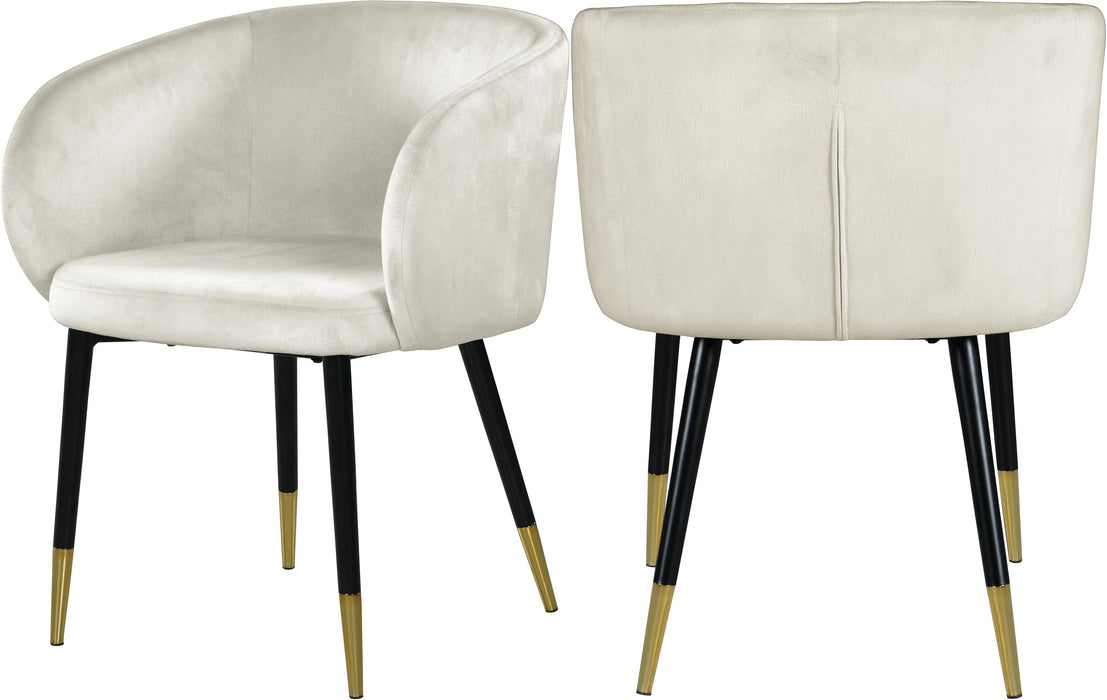 Louise Cream Velvet Dining Chair - Bargain Furniture (Detroit, MI)