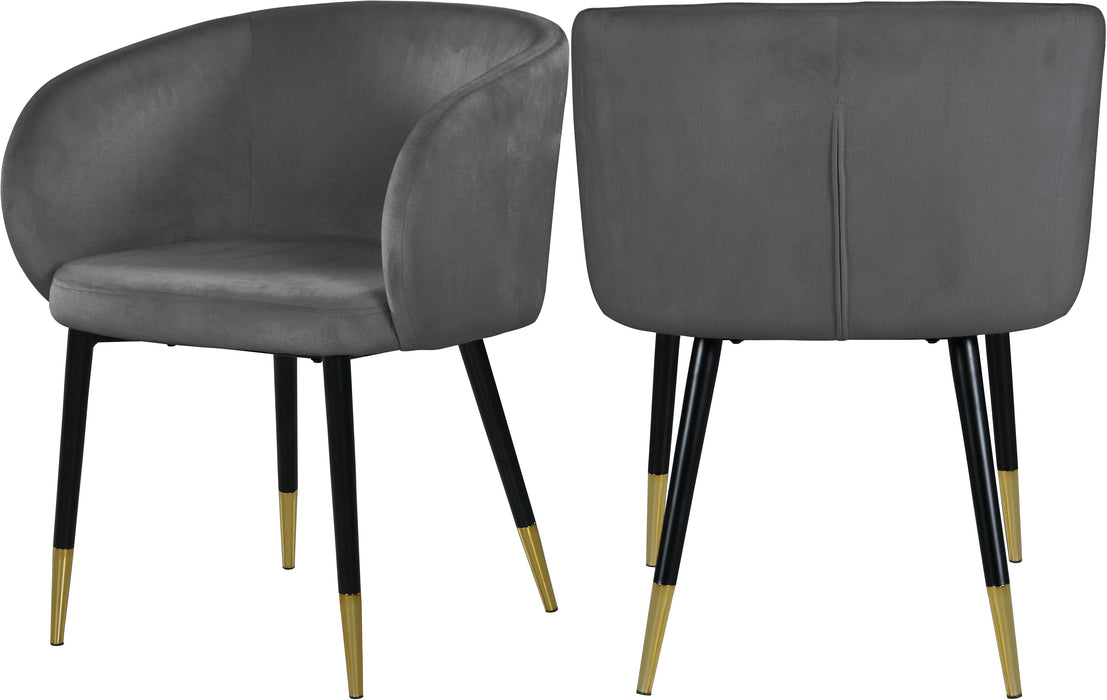 Louise Grey Velvet Dining Chair - Bargain Furniture (Detroit, MI)