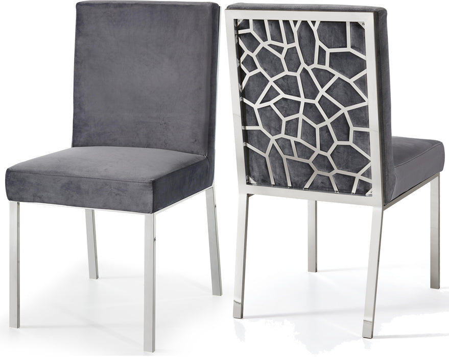Opal Grey Velvet Dining Chair - Bargain Furniture (Detroit, MI)