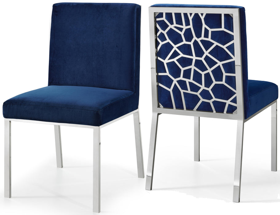 Opal Navy Velvet Dining Chair - Bargain Furniture (Detroit, MI)